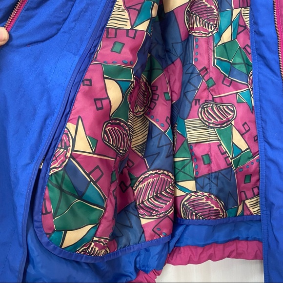 Vintage London Fog Pink Blue Puffer Jacket Warm Winter Coat womens size small - Picture 4 of 10